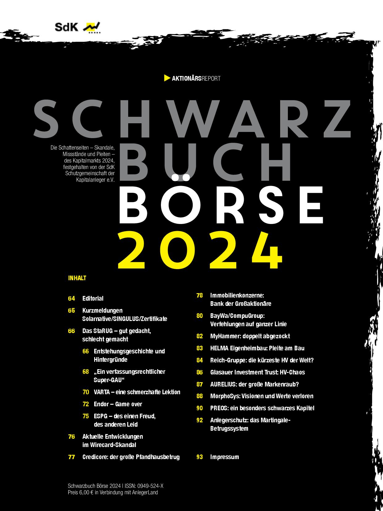 Titelfoto Schwarzbuch Boerse 2024